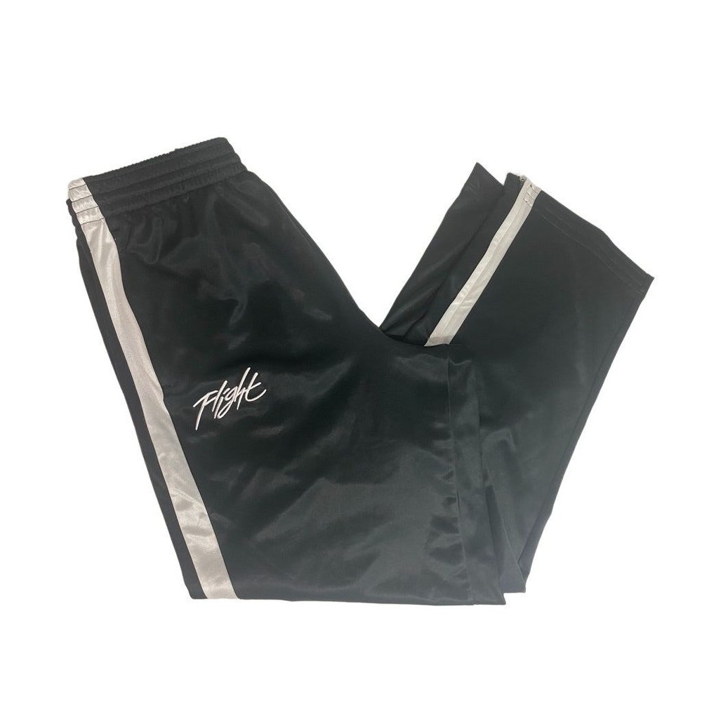 Vintage NIKE Air FLIGHT Basketball Sweatpants Black w White Logo Mens Size LARGE